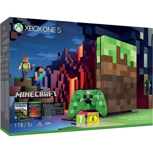 Xbox One S 1000GB - Bruin - Limited edition Minecraft + Minecraft Tweedehands