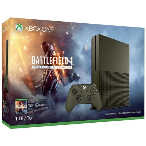Xbox One S 1000GB - Groen - Limited edition Military Green + Battlefield 1 Tweedehands