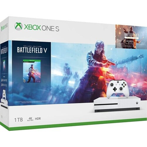 Xbox One S 1000GB - Wit + Battlefield V Tweedehands