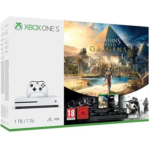 Xbox One S 1000GB - Wit - Limited edition Assassin's Creed Origins + Assassin's Creed Origins + Rainbow 6 Tweedehands