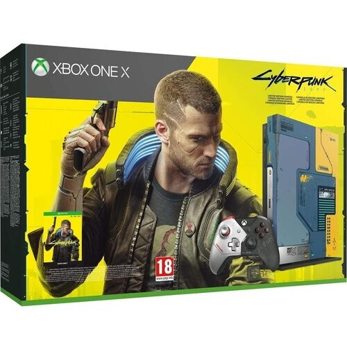 Xbox One X 1000GB - Blauw - Limited edition CyberPunk 2077 + CyberPunk 2077 Tweedehands