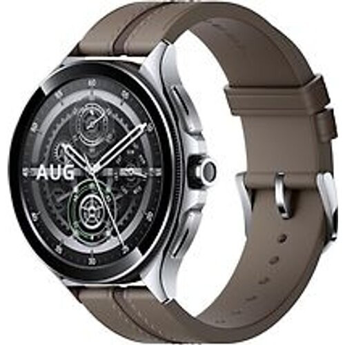 Xiaomi Watch 2 Pro 46 mm zilver met leren bandje bruin [wifi] Tweedehands