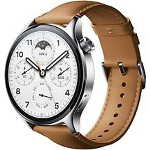 Xiaomi Watch S1 Pro 46 mm zilver met leren bandje bruin [wifi] Tweedehands