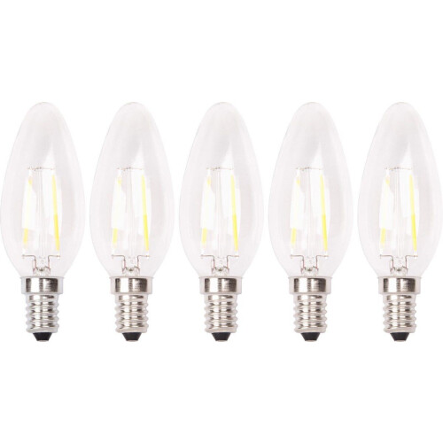 XQLITE - LED Kaarslamp - E14 2 Watt Filament Warmwit 2700K (5 stuks)