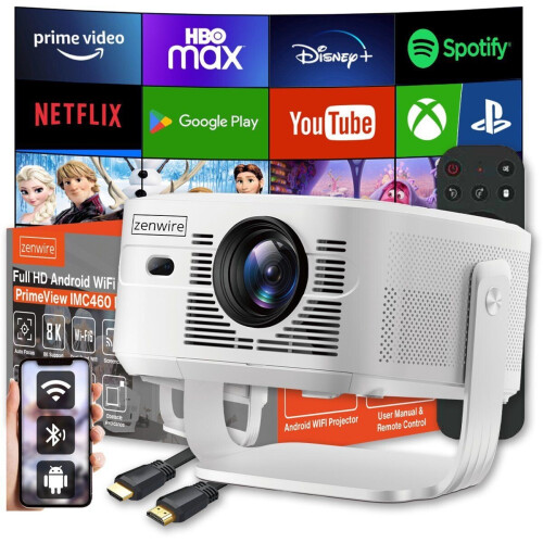 Zenwire Primeview IMC460 - Beamer - Full HD 1080p 4K 8K Support Android 14 950 ANSI Tweedehands
